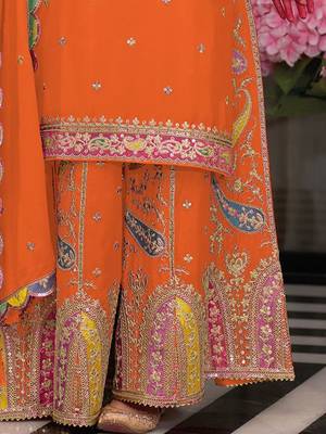 Women Ethnic Motifs Embroidered Regular Sequinned Kurta with Sharara & With Dupatta 7