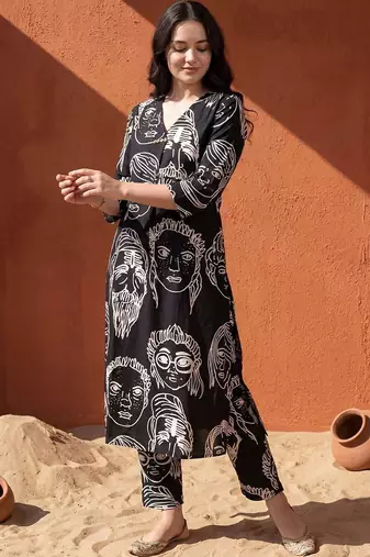 Women Printed Regular Pure Cotton Kurta with Trousers
