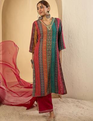 Women Ethnic Motifs Regular Kurta with Salwar & With Dupatta 1