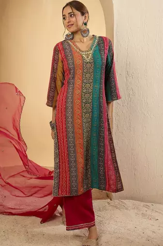 Women Ethnic Motifs Regular Kurta with Salwar & With Dupatta