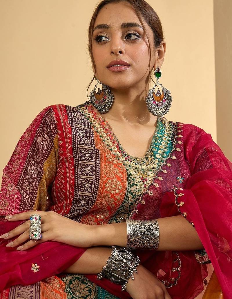 Women Ethnic Motifs Regular Kurta with Salwar & With Dupatta