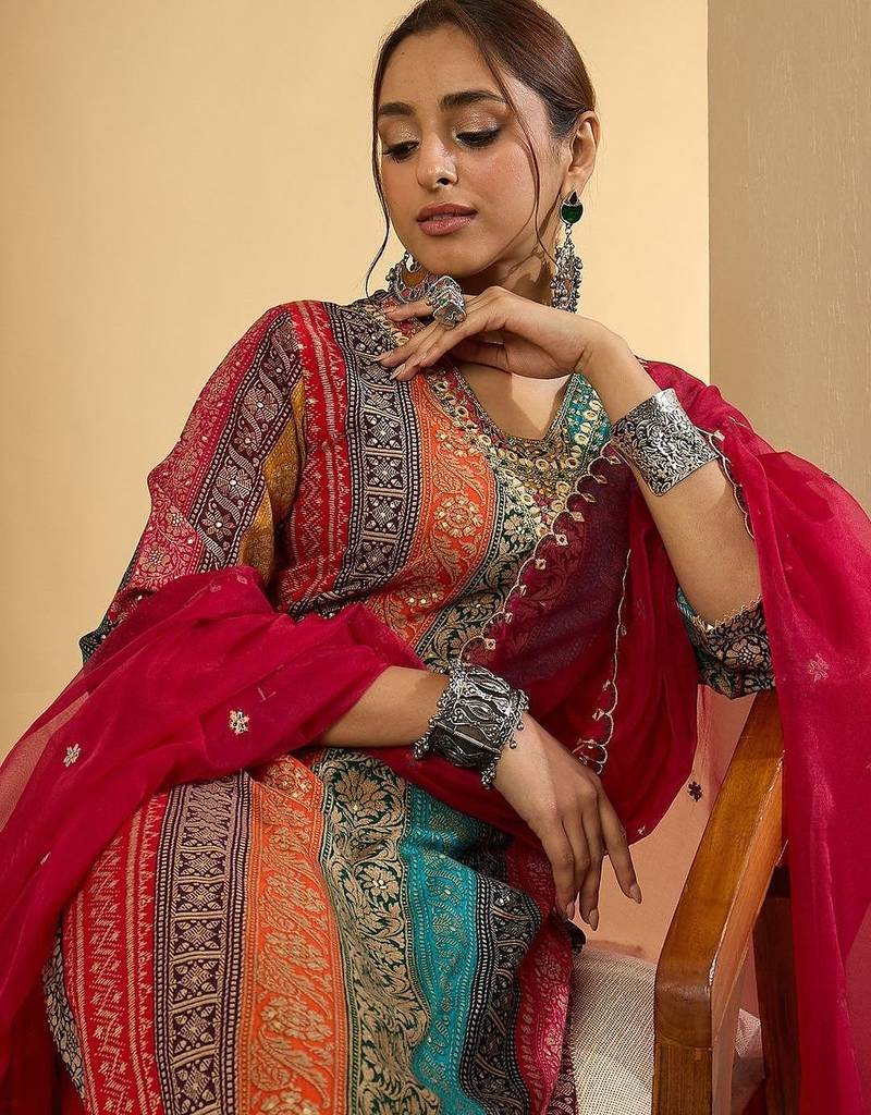 Women Ethnic Motifs Regular Kurta with Salwar & With Dupatta