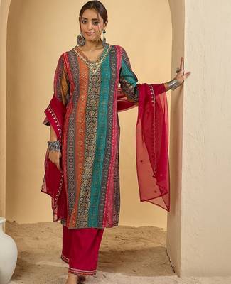Women Ethnic Motifs Regular Kurta with Salwar & With Dupatta 5