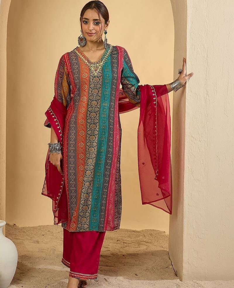 Women Ethnic Motifs Regular Kurta with Salwar & With Dupatta
