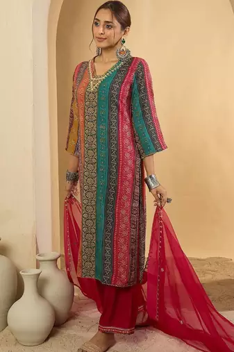 Women Ethnic Motifs Regular Kurta with Salwar & With Dupatta