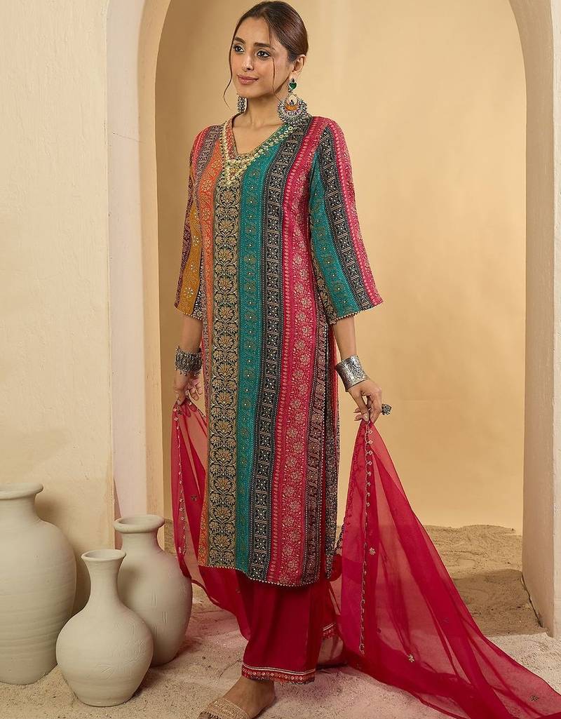 Women Ethnic Motifs Regular Kurta with Salwar & With Dupatta
