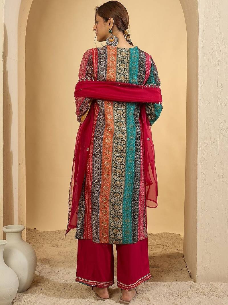 Women Ethnic Motifs Regular Kurta with Salwar & With Dupatta