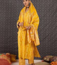 Women Ethnic Motifs Printed Regular Chanderi Silk Kurta with Trousers & With Dupatta