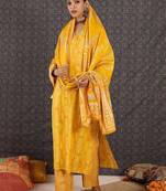 Women Ethnic Motifs Printed Regular Chanderi Silk Kurta with Trousers & With Dupatta