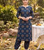 Women Ethnic Motifs Printed Regular Pure Cotton Kurta with Trousers