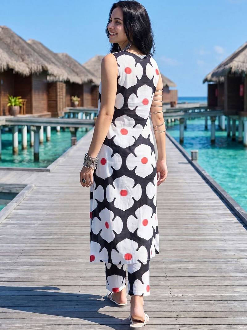 Women Floral Printed Regular Pure Cotton Kurta with Trousers