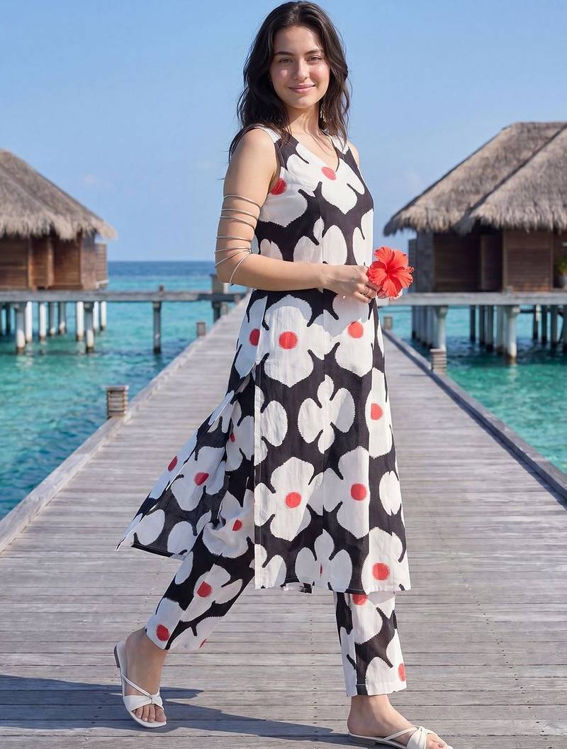 Women Floral Printed Regular Pure Cotton Kurta with Trousers