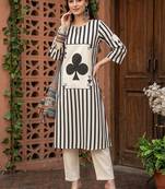 Women Striped Regular Pure Cotton Kurta with Trousers