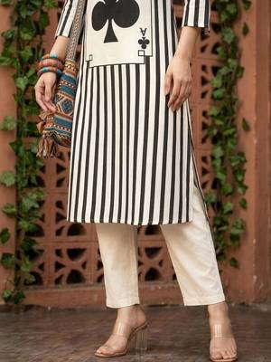 Women Striped Regular Pure Cotton Kurta with Trousers 3