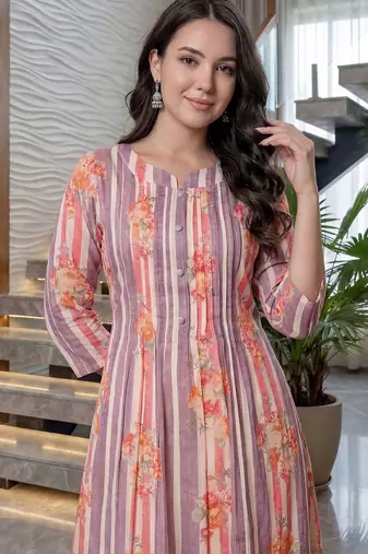 Women Floral Printed Regular Pure Cotton Kurta with Trousers