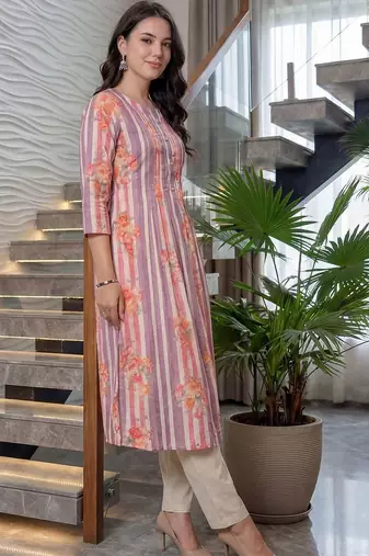 Women Floral Printed Regular Pure Cotton Kurta with Trousers