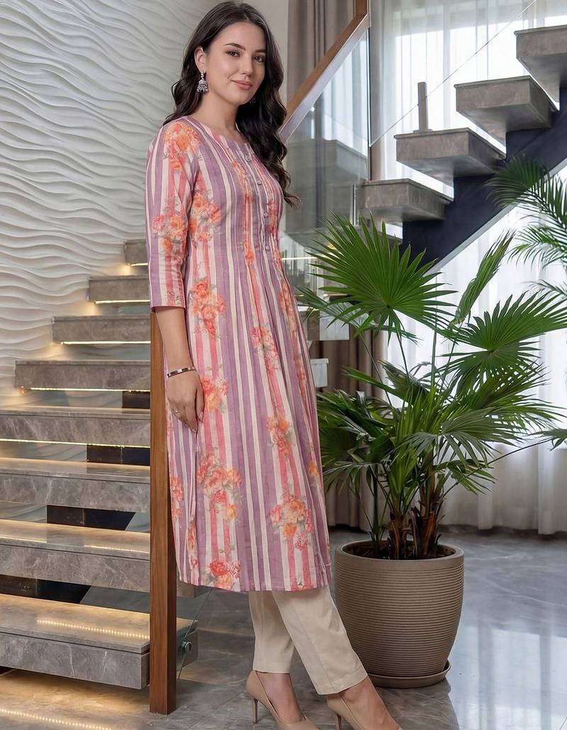 Women Floral Printed Regular Pure Cotton Kurta with Trousers