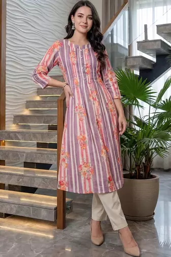 Women Floral Printed Regular Pure Cotton Kurta with Trousers