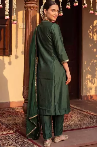 Women Regular Liva Kurta with Trousers & With Dupatta