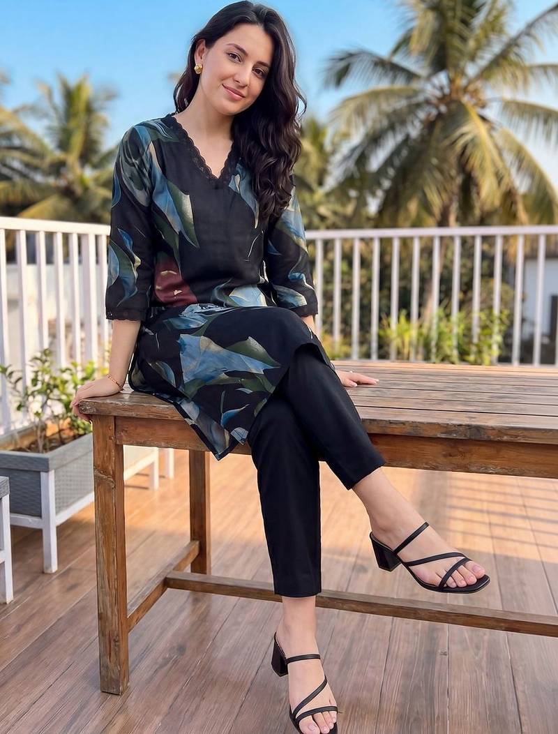 Women Floral Printed Regular Kurta with Trousers