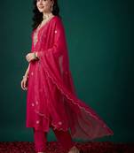 Women Ethnic Motifs Embroidered Regular Thread Work Kurta with Trousers & With Dupatta