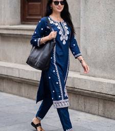 Women Ethnic Motifs Embroidered Regular Thread Work Kurta with Trousers