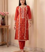 Women Ethnic Motifs Embroidered Regular Thread Work Kurta with Trousers