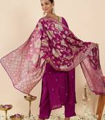 Women Ethnic Motifs Embroidered Regular Kurta with Trousers & With Dupatta