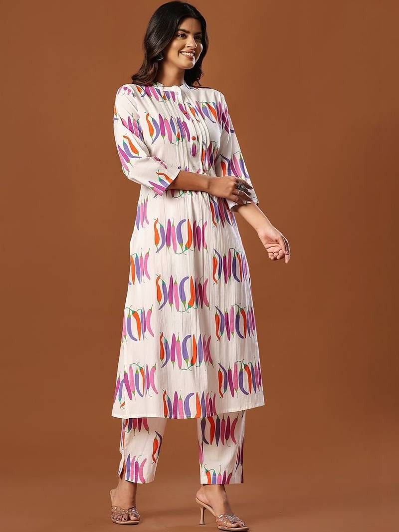 Women Printed Regular Pure Cotton Kurta with Palazzos