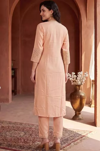 Women Regular Sequinned Kurta with Trousers