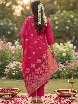 Women Ethnic Motifs Embroidered Regular Thread Work Kurta with Trousers & With Dupatta 6