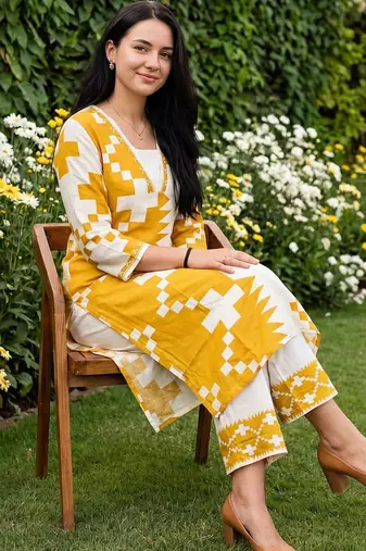 Women Printed Regular Kurta with Palazzos