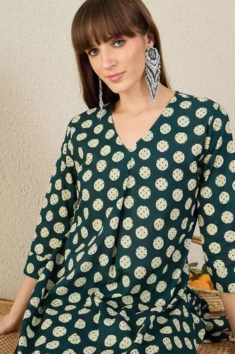 Women Printed Regular Pure Cotton Kurta with Trousers