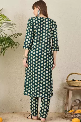 Women Printed Regular Pure Cotton Kurta with Trousers