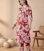 Women Floral Printed Regular Pure Cotton Kurta with Trousers