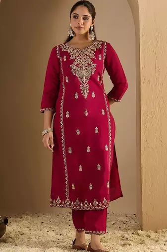 Women Ethnic Motifs Embroidered Regular Kurta with Trousers & With Dupatta