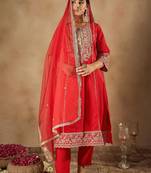 Women Ethnic Motifs Embroidered Regular Kurta with Trousers & With Dupatta