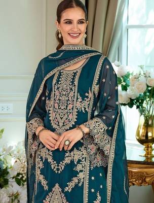 Women Ethnic Motifs Embroidered Regular Thread Work Kurta with Trousers & With Dupatta 1