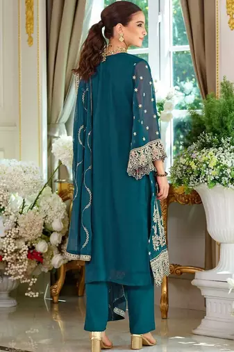 Women Ethnic Motifs Embroidered Regular Thread Work Kurta with Trousers & With Dupatta