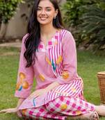 Women Printed Regular Pure Cotton Kurta with Trousers