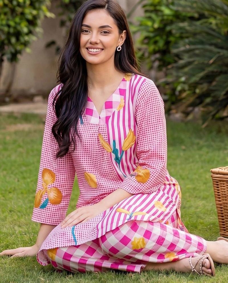 Women Printed Regular Pure Cotton Kurta with Trousers