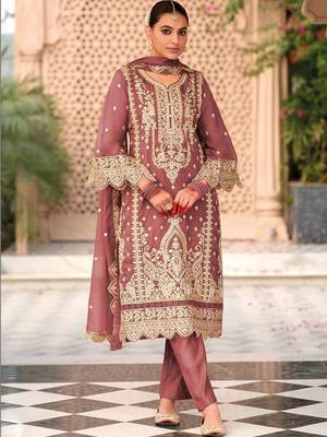 Women Ethnic Motifs Embroidered Regular Thread Work Kurta with Trousers & With Dupatta 1