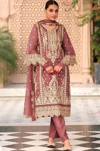 Women Ethnic Motifs Embroidered Regular Thread Work Kurta with Trousers & With Dupatta