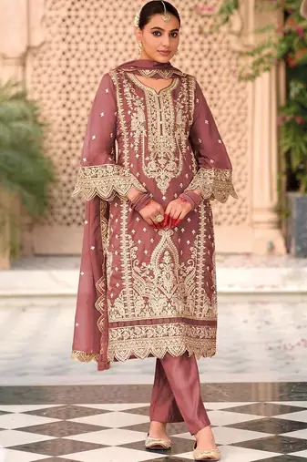 Women Ethnic Motifs Embroidered Regular Thread Work Kurta with Trousers & With Dupatta