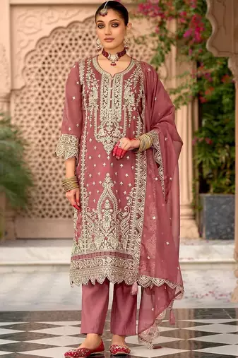 Women Ethnic Motifs Embroidered Regular Thread Work Kurta with Trousers & With Dupatta