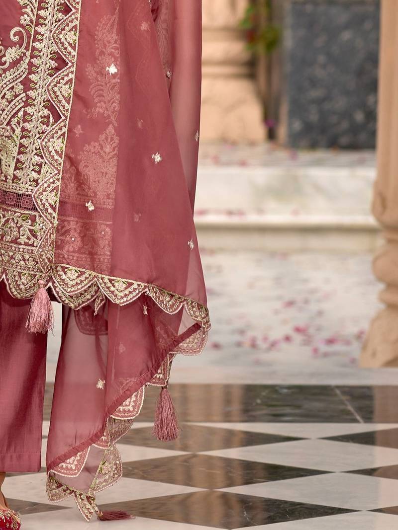 Women Ethnic Motifs Embroidered Regular Thread Work Kurta with Trousers & With Dupatta