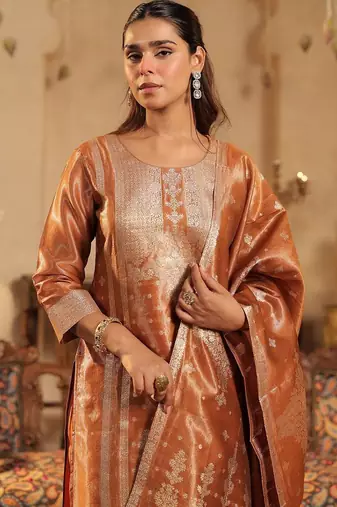 Women Ethnic Motifs Regular Kurta with Trousers & With Dupatta