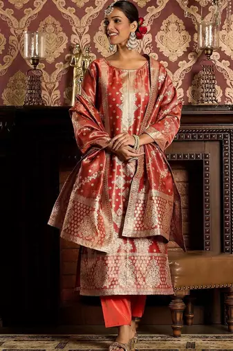 Women Ethnic Motifs Regular Kurta with Trousers & With Dupatta