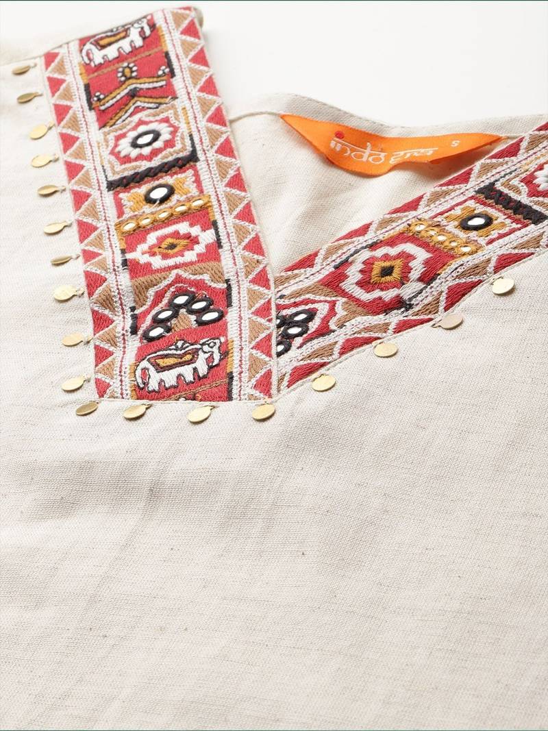 Women Ethnic Motifs Embroidered Regular Thread Work Kurta with Trousers