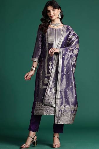 Women Regular Kurta with Trousers & With Dupatta